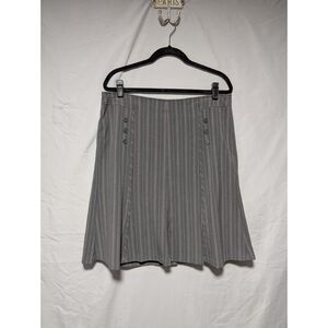 Worthington Women's Gray Pink Pinstripe Knee Length A-Line Skirt Size 14